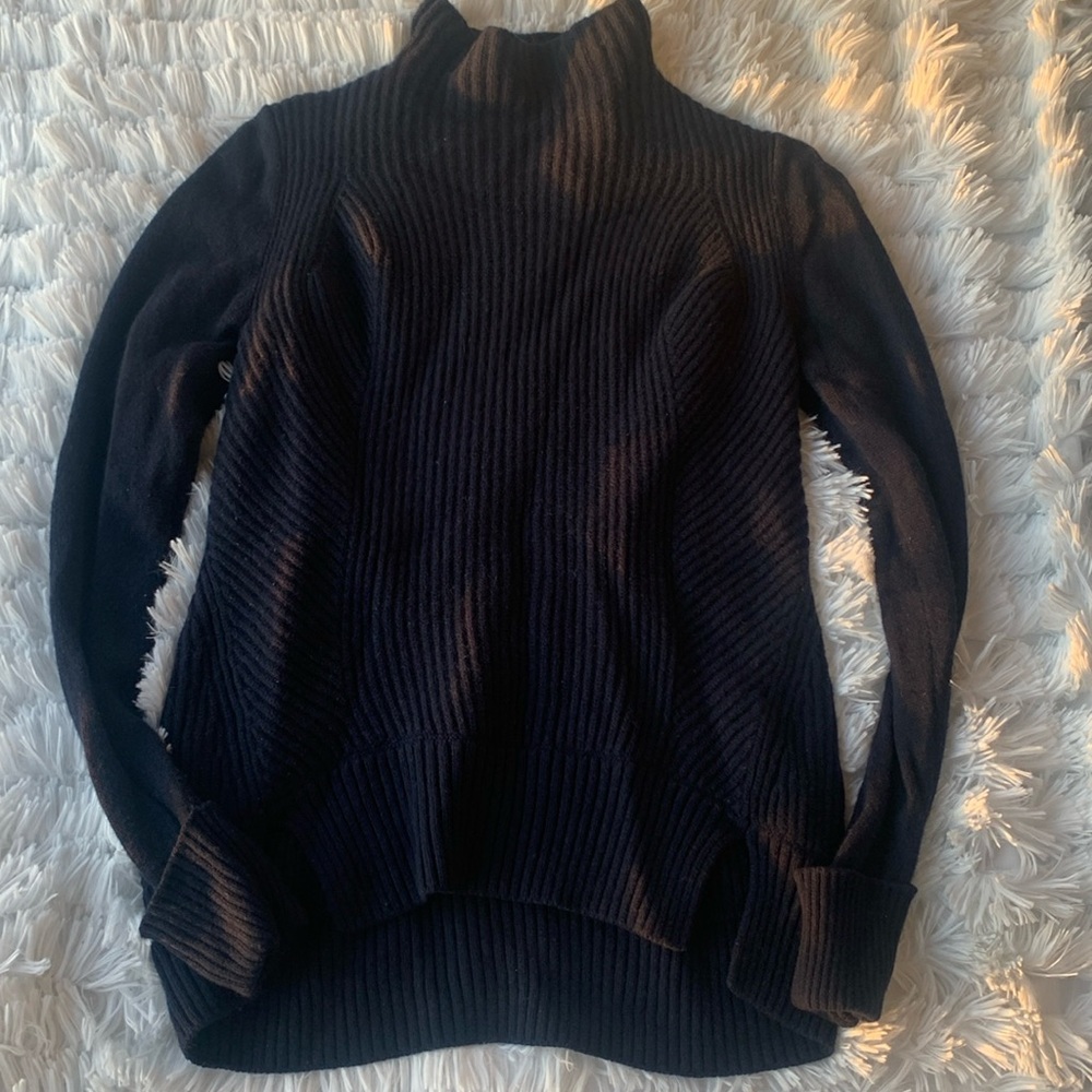 Elie Tahari Blue Wool/Cashmere Mock Neck Sweater